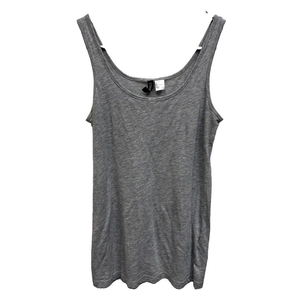 Divided H&M Tank Top Women 8 Round Neck Gray Stretch Sleeveless Cotton Blend